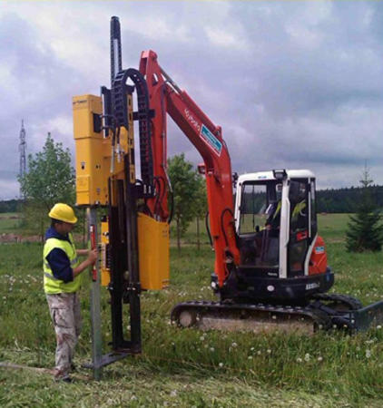 Pile driver for crane and excavator arms - Piledriver for excavator boom 600 J - 800 J - 1000 J