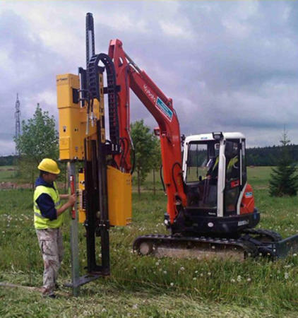 Hincaposte para excavadora y grúa de brazo - Hincaposte sobra excavadora  600 J - 800 J - 1000 J